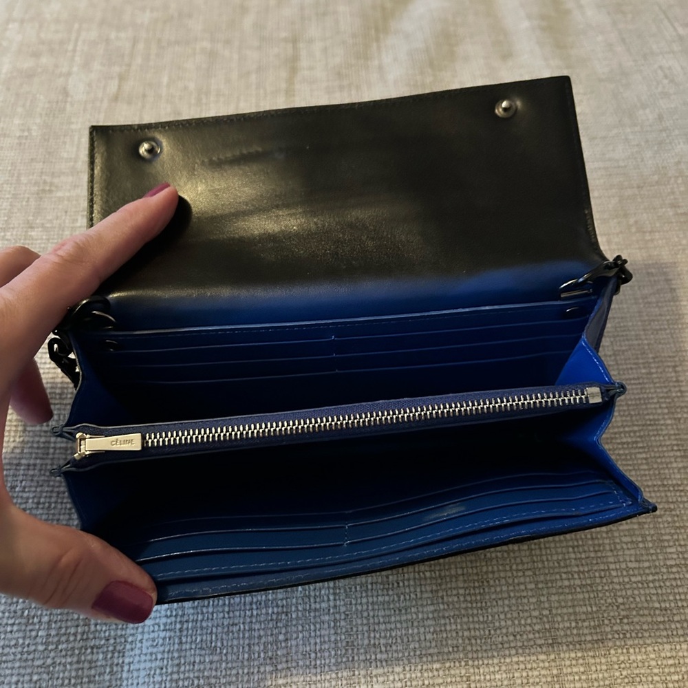 Celine Black and Blue Leather Wallet - Picture 2 of 10